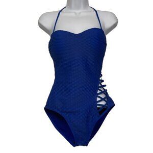 Women's Kenneth Cole New York Criss Cross Blue Swimsuit Size 6 EUC #0778